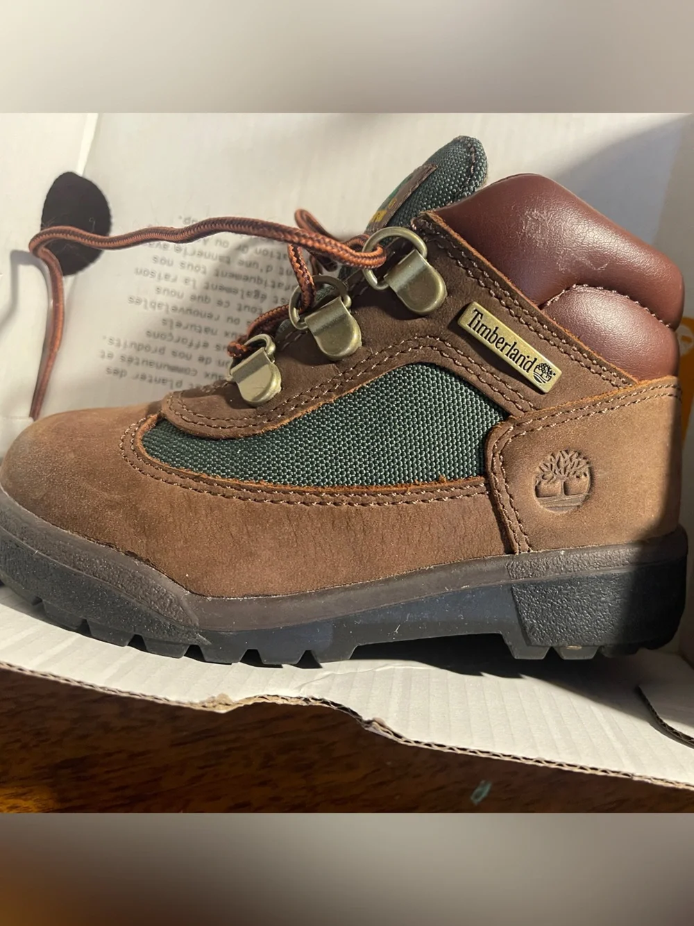 Timberland Field Mid Boot Kids Brown and Green 8 M Toddler